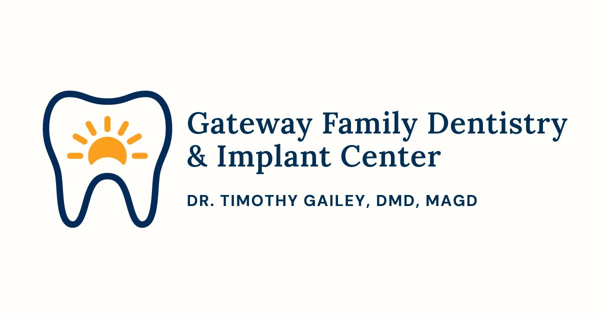 Gateway Family Dentistry and Implant Center, logo featuring a tooth with a sun.